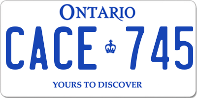 ON license plate CACE745