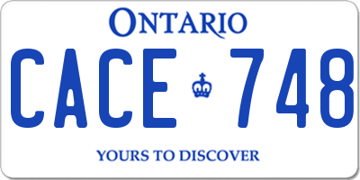 ON license plate CACE748