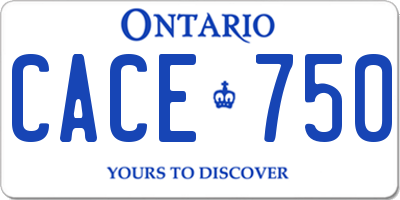 ON license plate CACE750