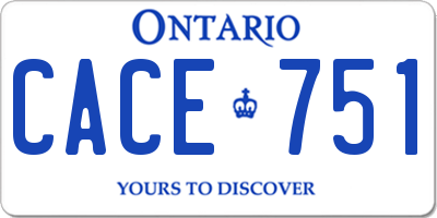 ON license plate CACE751