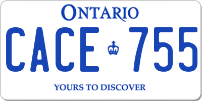 ON license plate CACE755