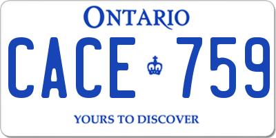 ON license plate CACE759