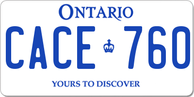 ON license plate CACE760