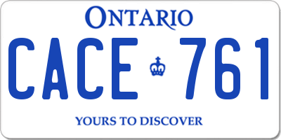 ON license plate CACE761