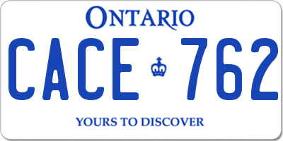 ON license plate CACE762