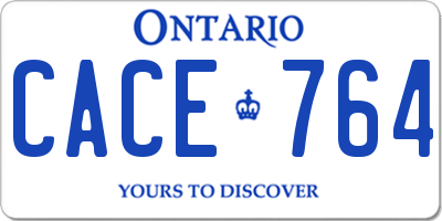 ON license plate CACE764