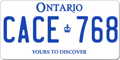 ON license plate CACE768