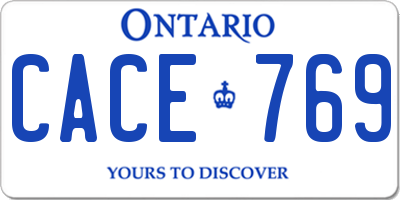 ON license plate CACE769