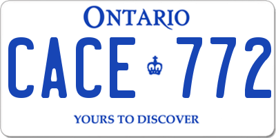 ON license plate CACE772