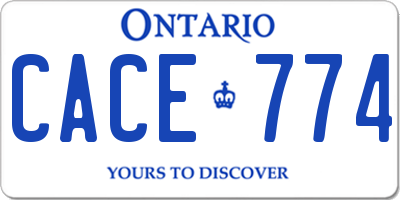 ON license plate CACE774