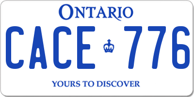 ON license plate CACE776