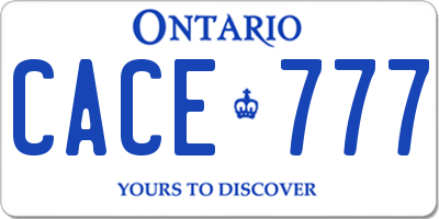 ON license plate CACE777