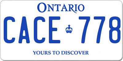 ON license plate CACE778