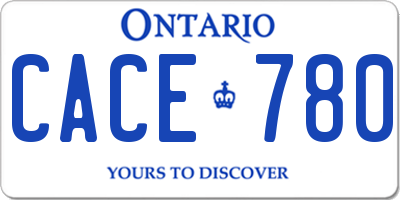 ON license plate CACE780