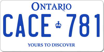 ON license plate CACE781