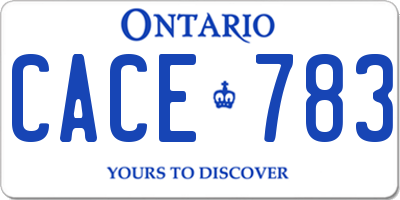 ON license plate CACE783