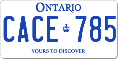 ON license plate CACE785