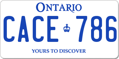 ON license plate CACE786