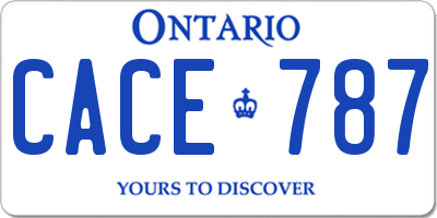 ON license plate CACE787