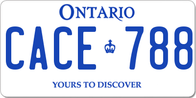 ON license plate CACE788