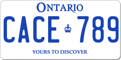 ON license plate CACE789