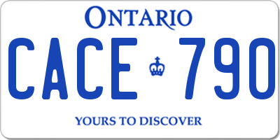 ON license plate CACE790