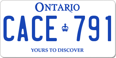 ON license plate CACE791