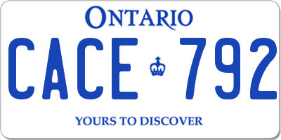 ON license plate CACE792