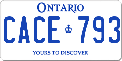 ON license plate CACE793