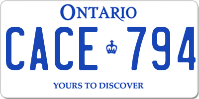 ON license plate CACE794