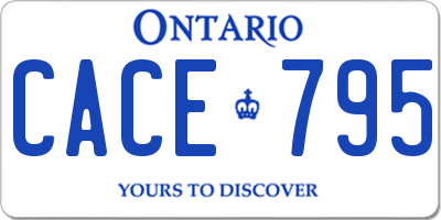 ON license plate CACE795