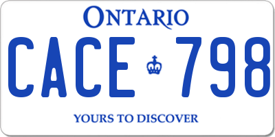 ON license plate CACE798