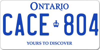 ON license plate CACE804