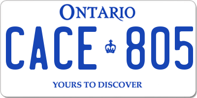 ON license plate CACE805