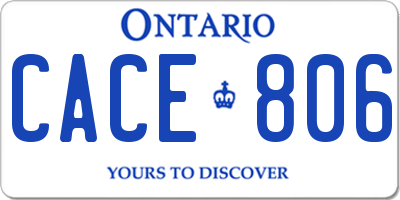 ON license plate CACE806