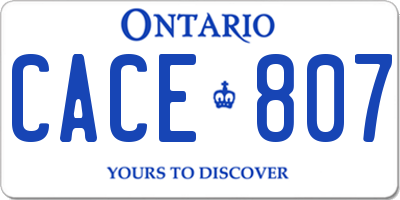 ON license plate CACE807