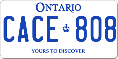 ON license plate CACE808