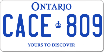 ON license plate CACE809