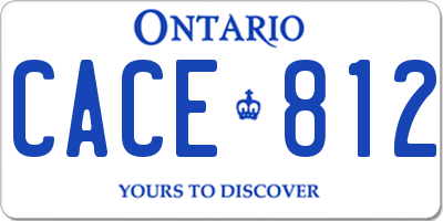 ON license plate CACE812