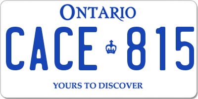 ON license plate CACE815