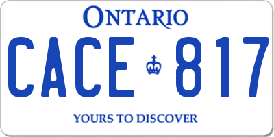 ON license plate CACE817