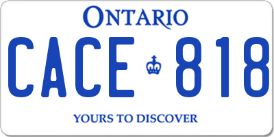 ON license plate CACE818