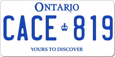 ON license plate CACE819