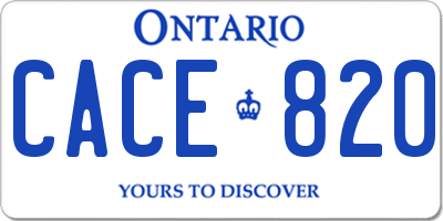 ON license plate CACE820