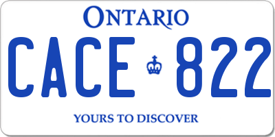 ON license plate CACE822