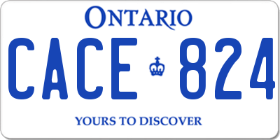 ON license plate CACE824