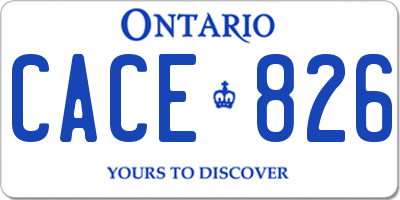 ON license plate CACE826