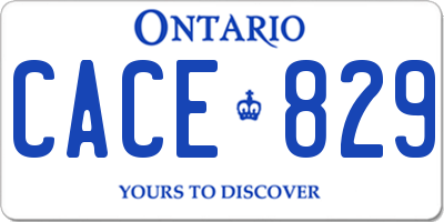 ON license plate CACE829