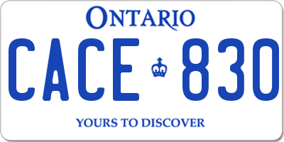 ON license plate CACE830