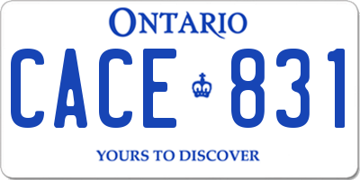 ON license plate CACE831